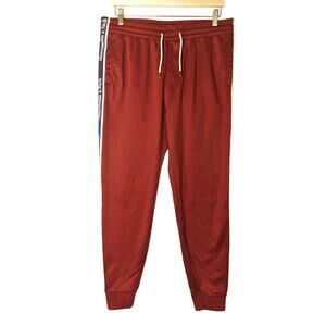 Abercrombie & Fitch Red Jogger Fleece Logo Side Stripe Sweatpants Men L Lounge